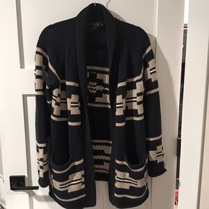 Pendleton Cardigan Sweater - Navy & Cream